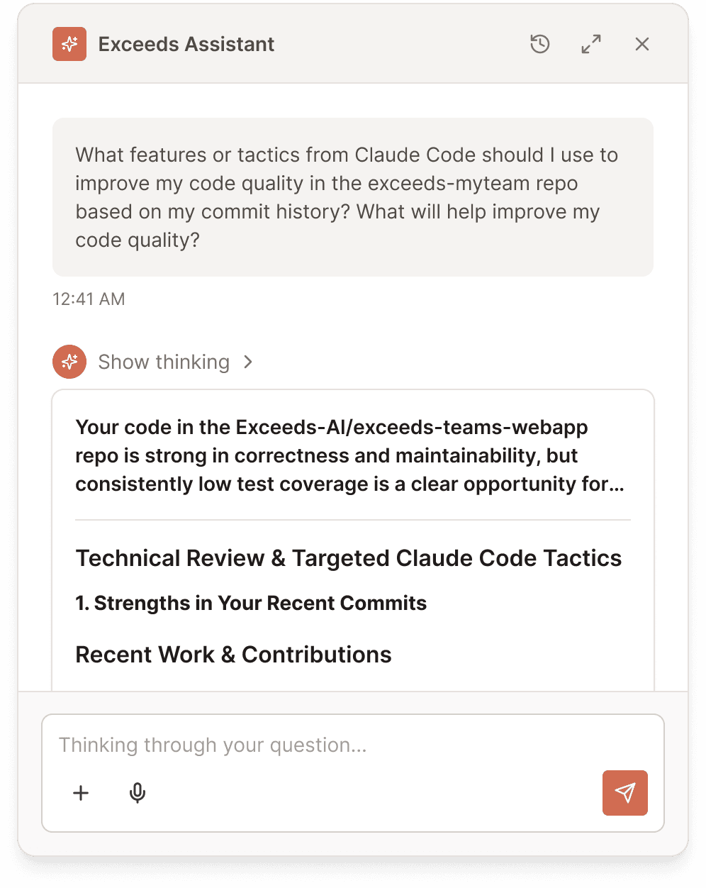 Chat interface preview
